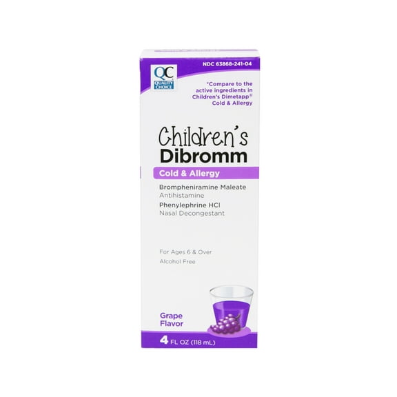 Quality Choice Children's Dibromm Cold & Allergy Liquid Grape 4 fl oz Each