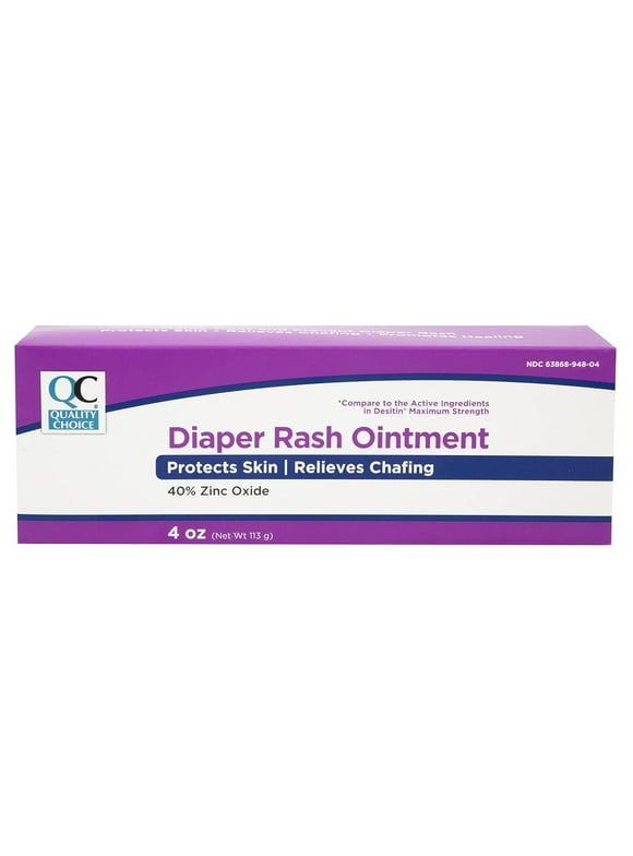 Quality Choice Diaper Rash Ointment, Skin Protection and Chafing Relief, Diaper Rash Treatment, 40% Zinc Oxide Promotes Healing, 4 Ounce Tube