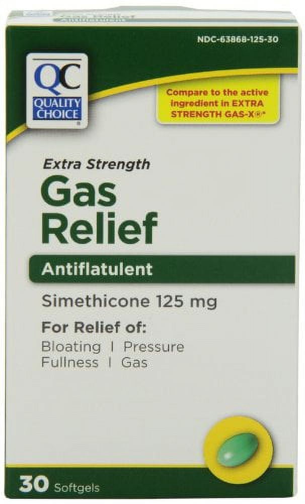 QULAITY CHOICE Quality Choice Extra Strength Gas Relief Simethicone Capsule, Liquid Filled 125mg Softgel 30 Count Each