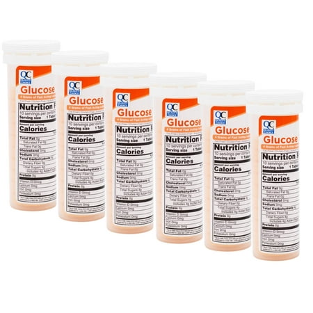 Quality Choice Fast Acting Glucose Tablets Orange Flavor Blood Sugar Treatment, 10 Count - Pack of 6