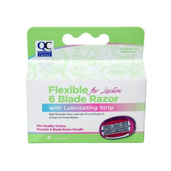 Quality Choice Flexible for Ladies 6 Blade Razor Refills 4 Count Each (1)