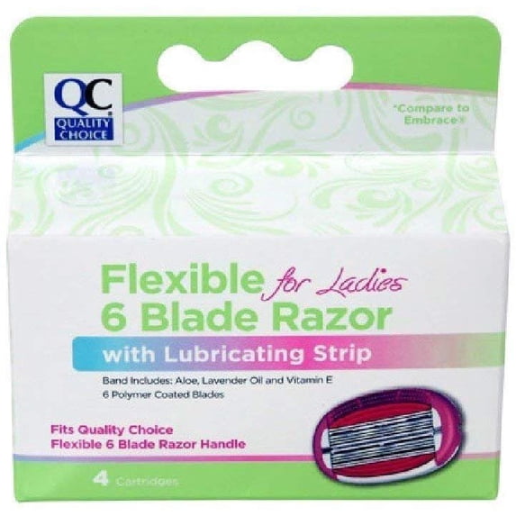Quality Choice Flexible for Ladies 6 Blade Razor Refills 4 Count Each (2)
