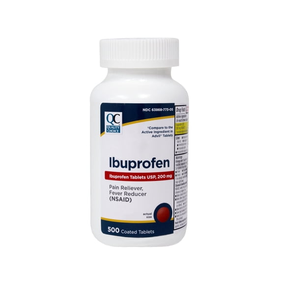 Quality Choice Ibuprofen Tablets USP 200 mg Pain Reliever Fever Reducer 500 Count