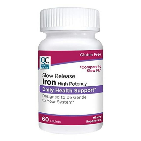 Quality Choice Iron High Potency Slow Release Tablets, 45mg, 60 Tabets Each (Pack of 9)