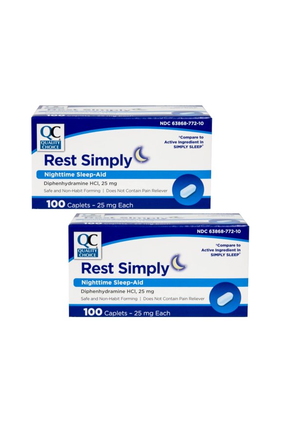Rest Simply Nighttime Sleep Aid Caplets 100 ct - Pack of 2