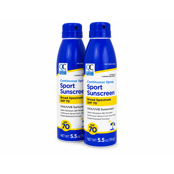 Quality Choice Sport Sunscreen Spray SPF 70, 5.5 oz 2 Pack