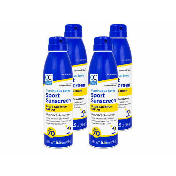 Quality Choice Sport Sunscreen Spray SPF 70, 5.5 oz 4 Pack