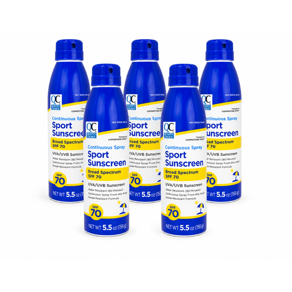 Quality Choice Sport Sunscreen Spray SPF 70, 5.5 oz 5 Pack
