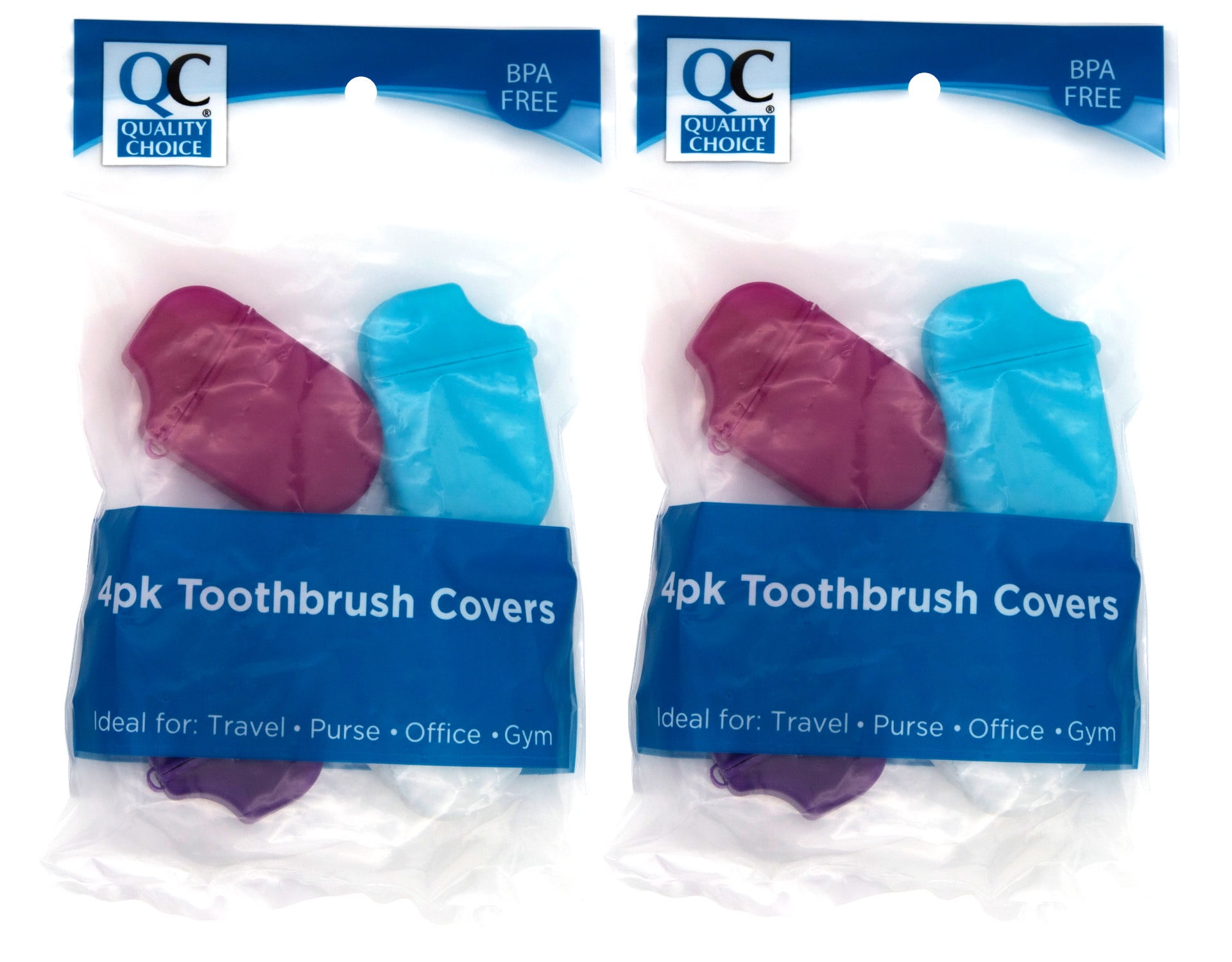 Quality Choice Toothbrush Multi Color Sanitary Protective Caps Set 4 Each