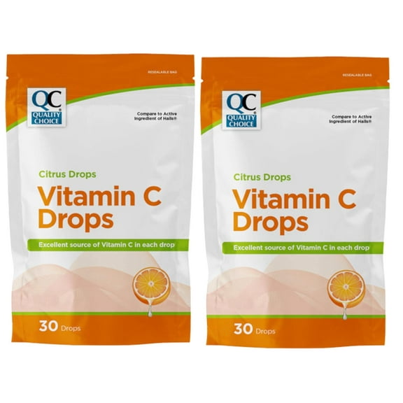 Quality Choice Vitamin C Drops, Citrus Flavor, 30 Count - 2 Pack