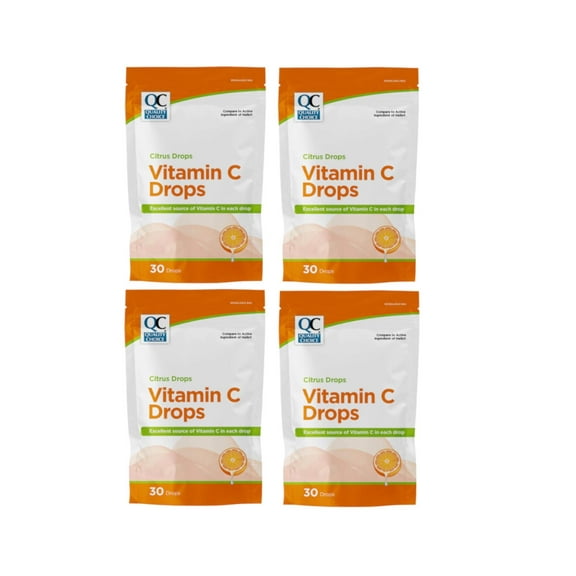 Quality Choice Vitamin C Drops, Citrus Flavor, 30 Count - 4 Pack