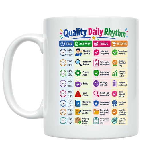 Quality Daily Rhythm Design - Work Enthusiast - 11 oz Ceramic Coffee Mug