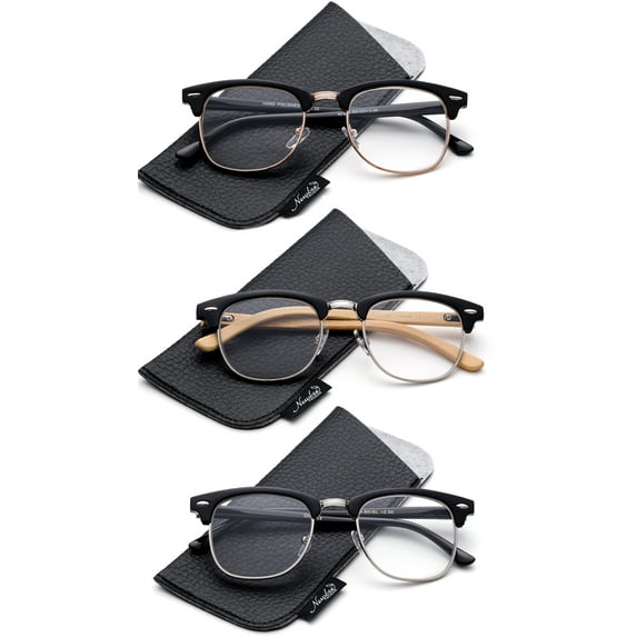 Quality Fashion Clummaster Reading Glasses for Men Retro Vintage Reading Glasses Horn Rimmed Half Frame Reading Glasses