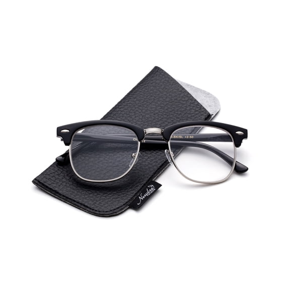 Quality Fashion Clummaster Reading Glasses for Men Retro Vintage Reading Glasses Horn Rimmed Half Frame Reading Glasses