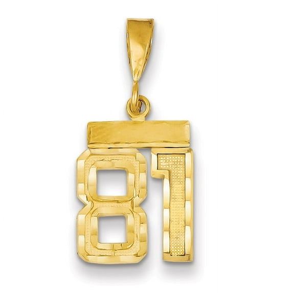 14k Yellow Gold Polished Diamond Cut Finish Small Size Number 81 Charm Pendant