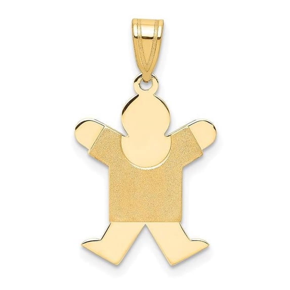 Finest Gold 14K Solid Satin Engravable Boy Jumping Charm