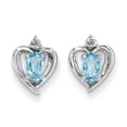 thumbnail image 1 of Quality Gold 14K Topaz & Diamond Heart Post Earrings, White Gold & Blue, 1 of 4