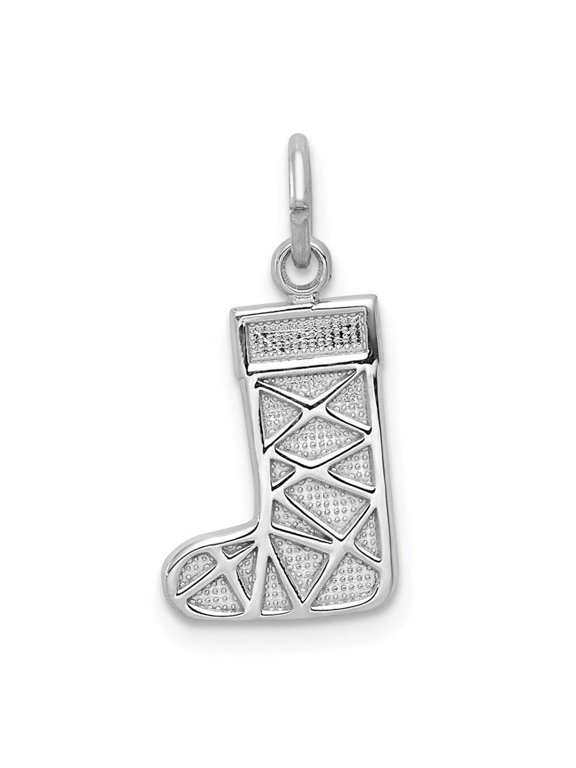 14k White Gold Christmas Stocking Charm K3188