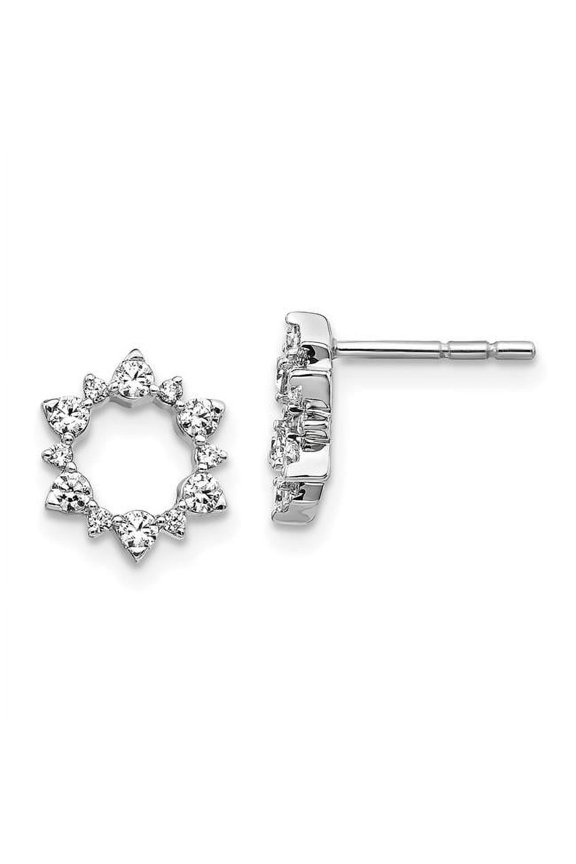 14k White Gold Diamond Fancy Sunburst Earrings EM3704