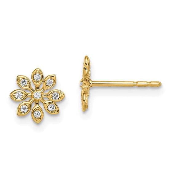 Quality Gold GK1041 14K Yellow Gold Madi K CZ Flower Post Earrings