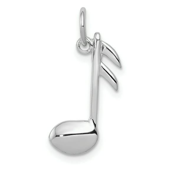 The Black Bow 14k White Gold 2D Polished Musical Note Pendant
