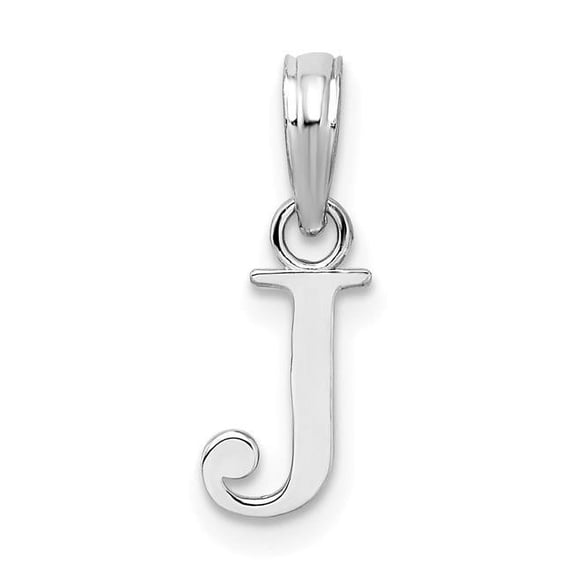 Quality Gold QC9792J Sterling Silver Polished Block Initial - J- Pendant, White