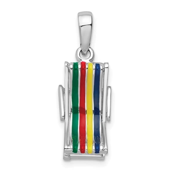 De-Ani Sterling Silver Rhodium-Plated 3D Moveable Enameled Beach Chair Pendant