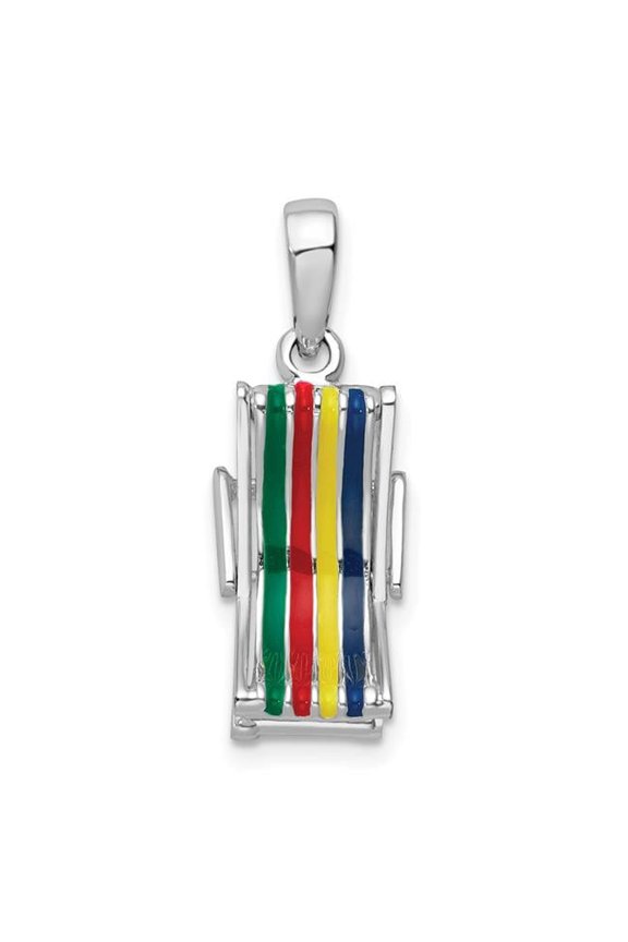 De-Ani Sterling Silver Rhodium-Plated 3D Moveable Enameled Beach Chair Pendant