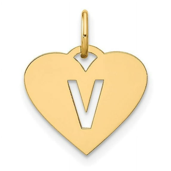 Quality Gold XNA1338Y-V 14K Yellow Gold Initial Letter V Initial Charm