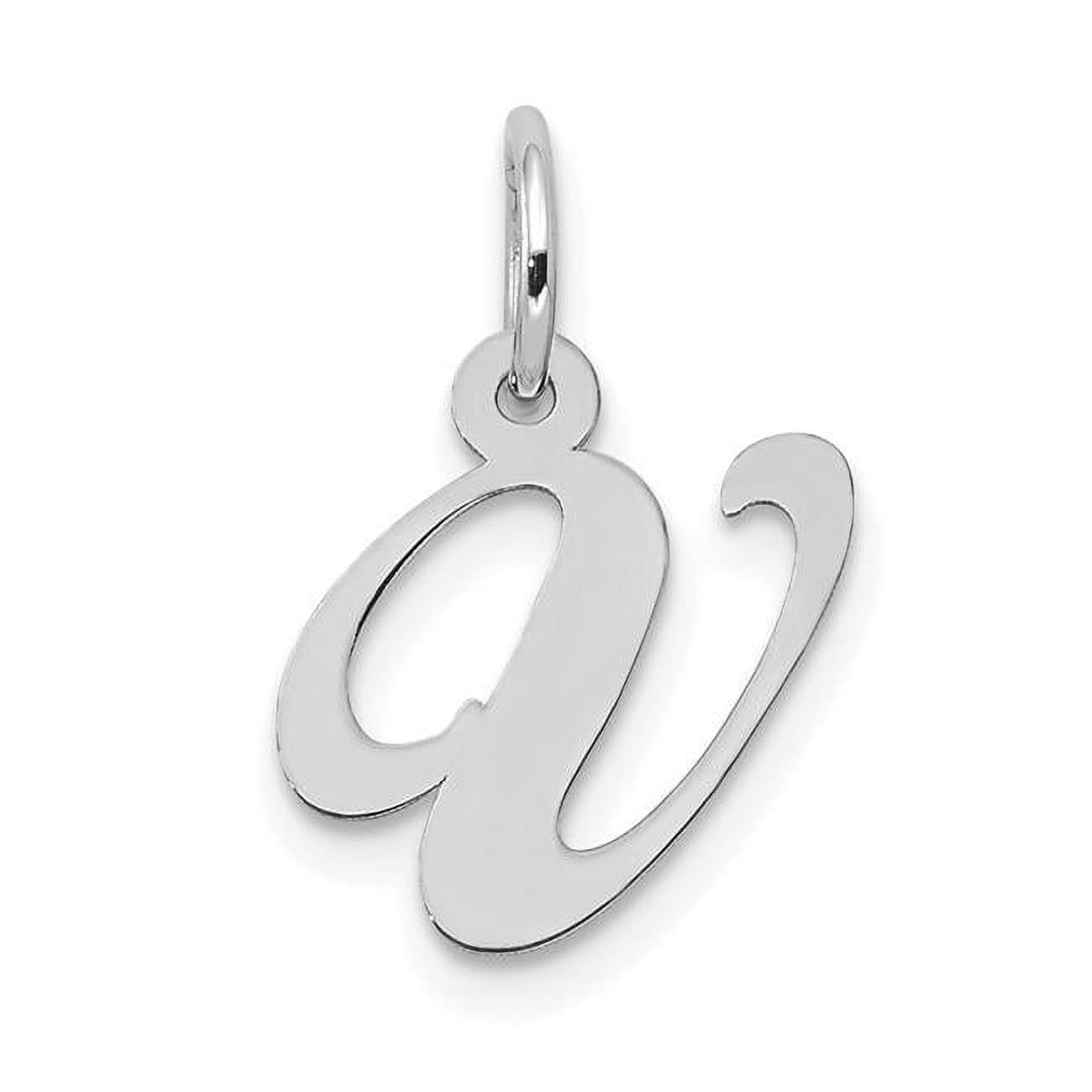 Quality Gold YC651V 14K White Gold Small Fancy Script Letter V Initial ...