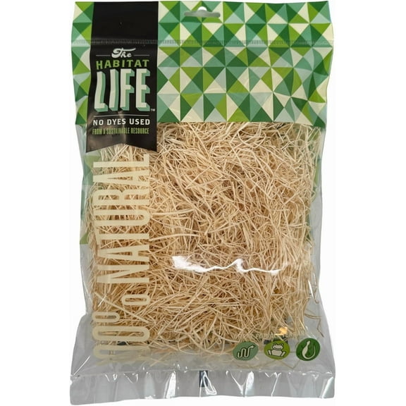 Quality Growers - The Habitat Life - Natural Fine Cut Excelsior - for Birds, Hamsters, Gerbils, Rats & Other Small Mammals - Soft & Absorbent - Wood Fiber - Dye-Free & Safe - Small - 1 Pack