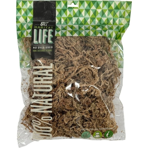 Quality Growers The Habitat Life - Natural Sphagnum Moss - for Reptiles, Amphibians & Invertebrates Terrariums - Humidity Control - Ideal for Burrowing & Nesting - Dye-Free & Safe - Medium - 1 Pack