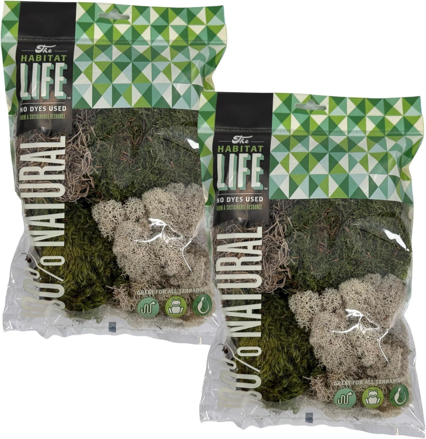 Quality Growers The Habitat Life - Natural Variety Pack - Mix of Reindeer, Mood, Sheet & Spanish Moss - for All Terrariums - Humidity Control - Breathable Bedding - Dye-Free & Safe - Medium - 2 Pack