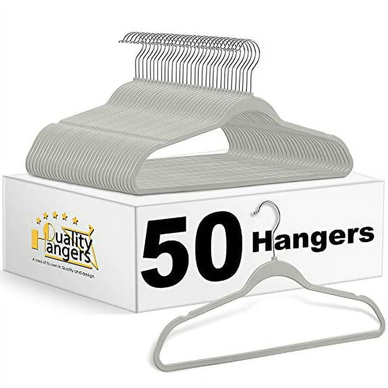 Quality Hangers Clothes Hangers 20 Pack - Non-Velvet Plastic Hangers for  Clothes -Heavy Duty Coat Hanger Set -Space-Saving Closet Hangers with  Chrome Swivel Hook, Functional Non-Flocked Hangers, Gray 