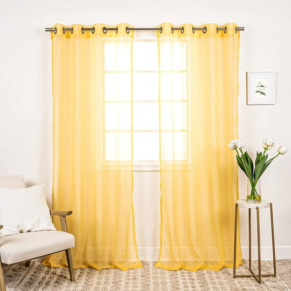 Quality Home 108" Crushed Sheer Voile Grommet Curtains