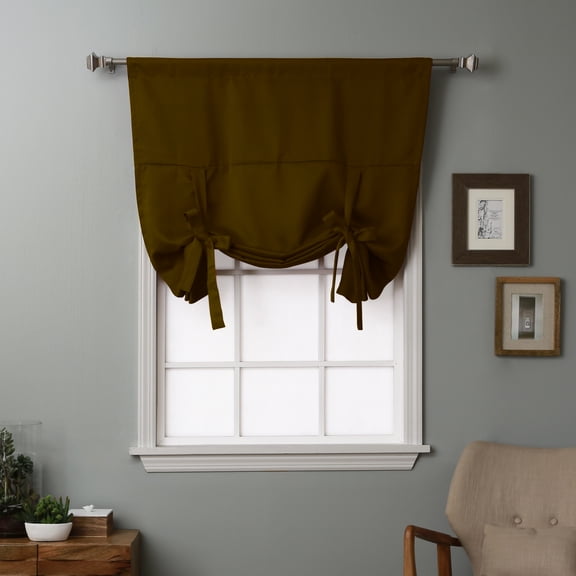 Quality Home Basic Blackout Tie Up Shade - Chocolate (1 Panel)