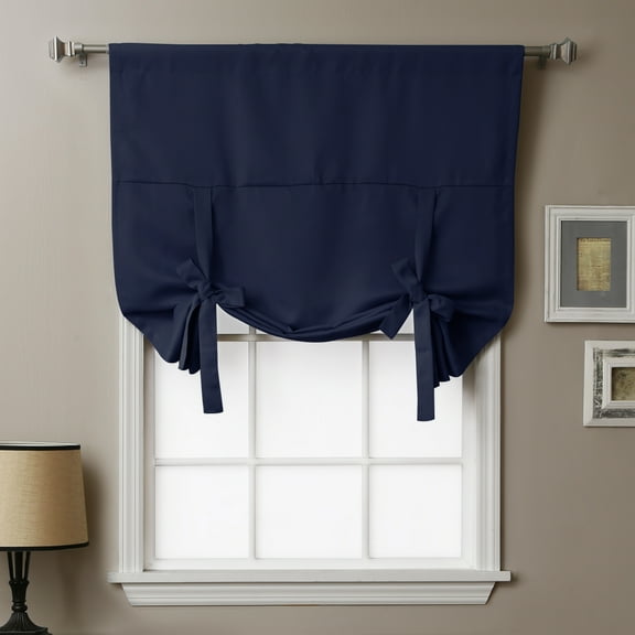 Quality Home Basic Blackout Tie Up Shade - Navy (1 Panel)