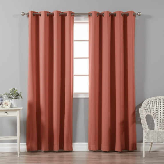 Quality Home Basic Thermal Blackout Curtains - Antique Bronze Grommet Top - Brick (Set of 2 Panels)