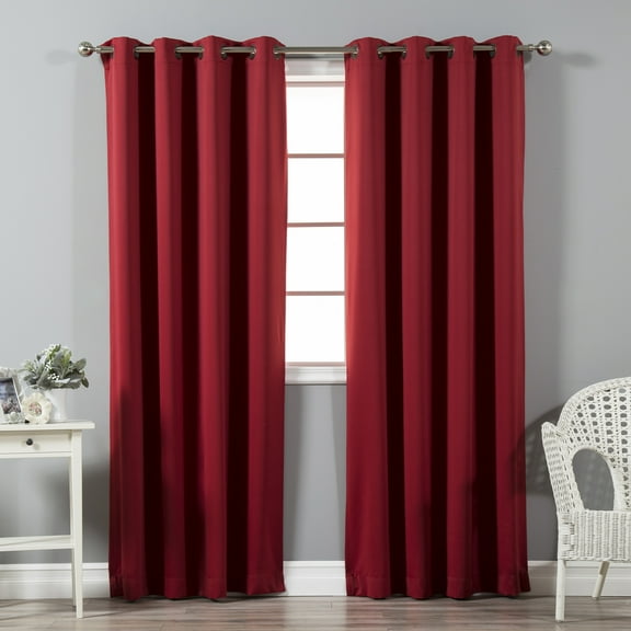 Quality Home Basic Thermal Blackout Curtains - Antique Bronze Grommet Top - Cardinal Red (Set of 2 Panels)