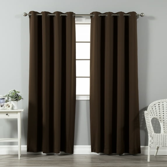Quality Home Basic Thermal Blackout Curtains - Antique Bronze Grommet Top - Dark.Chocolate (Set of 2 Panels)