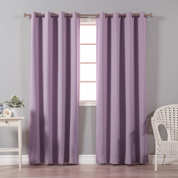 Quality Home Basic Thermal Blackout Curtains - Antique Bronze Grommet Top - Lavender (Set of 2 Panels)