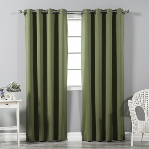 Quality Home Basic Thermal Blackout Curtains - Antique Bronze Grommet Top - Olive (Set of 2 Panels)