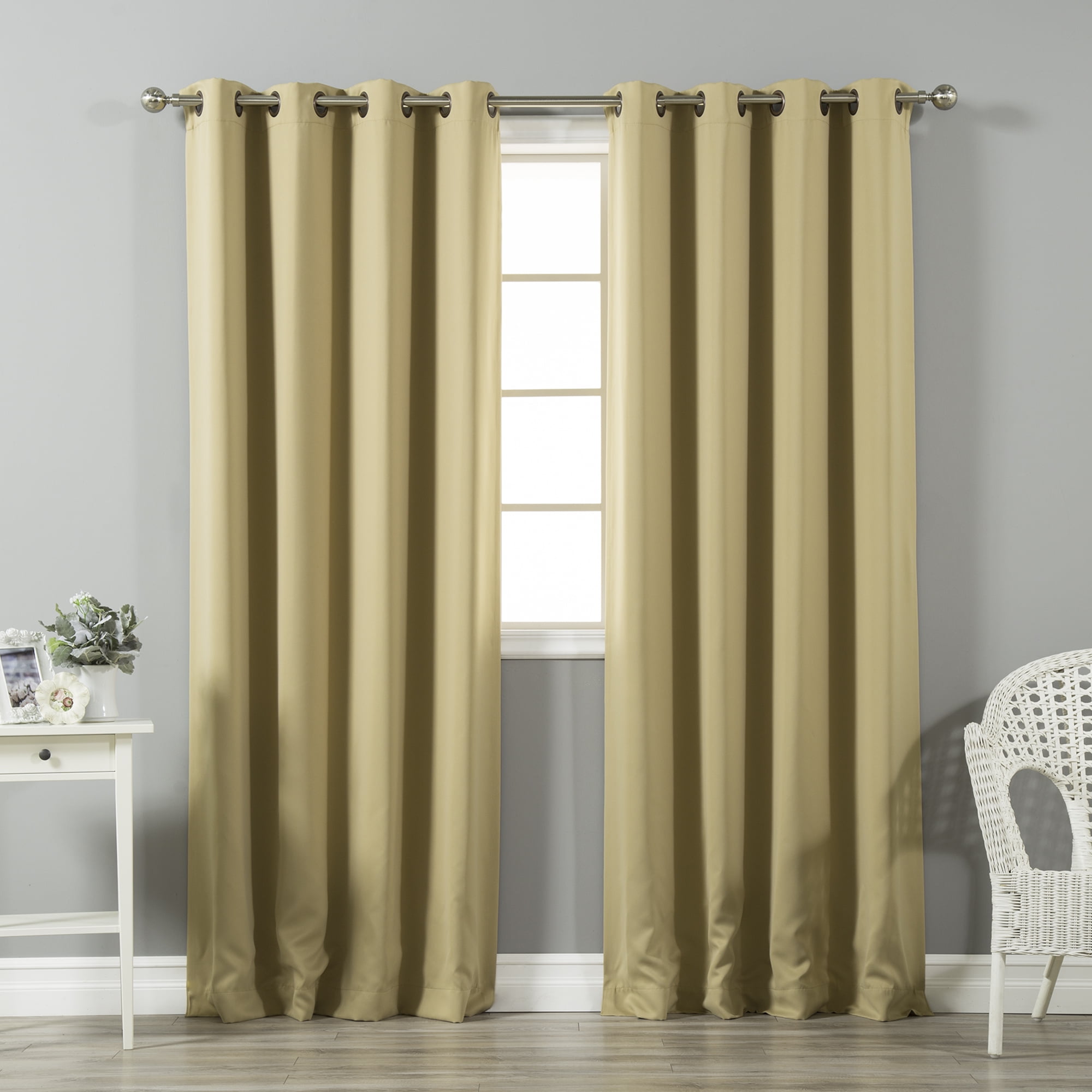 Wheat Polyester Blackout Grommet Window Panels, 52x108, Set of 2