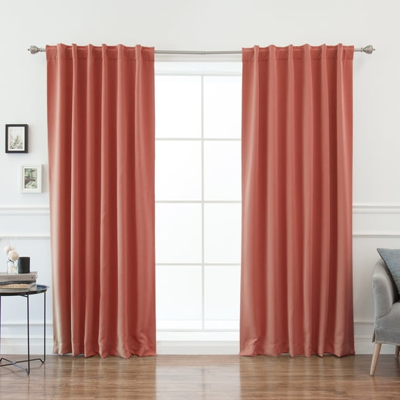 Quality Home Basic Thermal Blackout Curtains - Back Tab/Rod Pocket - Brick (Set of 2 Panels)