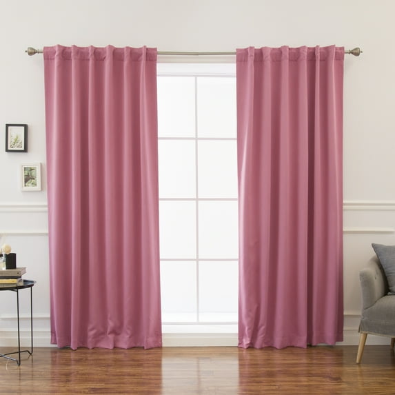 Quality Home Basic Thermal Blackout Curtains - Back Tab/Rod Pocket - Pink (Set of 2 Panels)