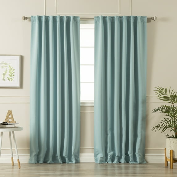 Quality Home Basic Thermal Blackout Curtains - Back Tab/Rod Pocket - Turquoise (Set of 2 Panels)
