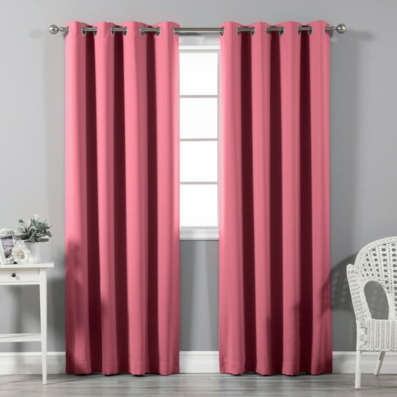 Quality Home Basic Thermal Blackout Curtains - Stainless Steel Nickel Grommet Top - Pink (Set of 2 Panels)