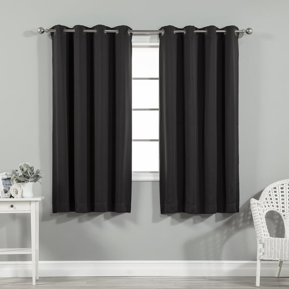 Quality Home Blackout Thermal Black Grommet Insulated Curtains, 52” x 63” 2 Panels