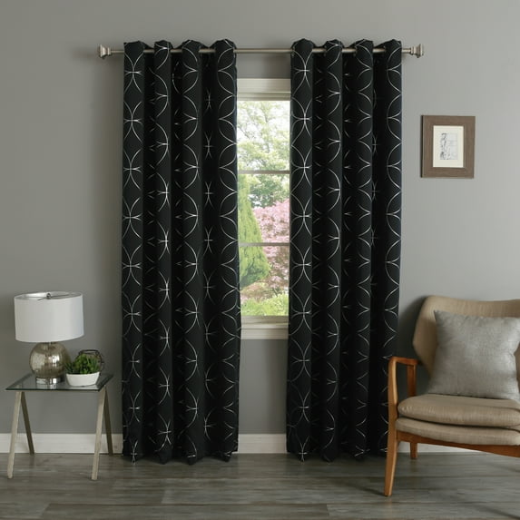 Quality Home Circle Foil Blackout Curtains - Black - 52"W x 84"L (Set of 2 Panels)