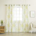 thumbnail image 1 of Quality Home Closeout Faux Linen Watercolor Rose Print Sheers Curtains-Yellow - 52" W x 84" L - (Set of 2 Panels), 1 of 1